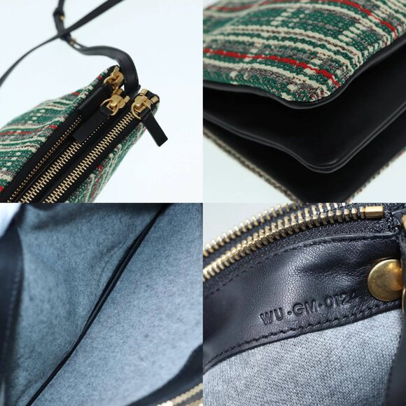 CELINE Trio Large Shoulder Bag Canvas Green Gold Auth 88114V - Picture 16 of 16